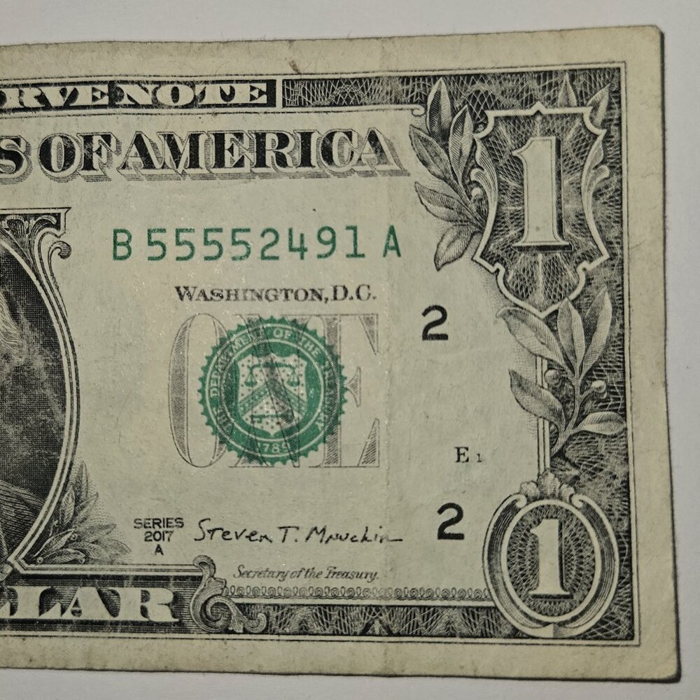 United States QUAD $1 Bill Note Series 2017A B55552491A (B306) Fancy
